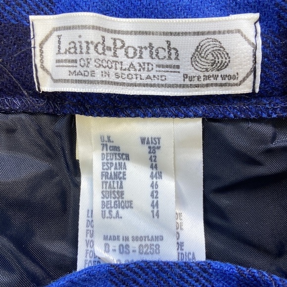 Vintage Laird-Portch of Scotland Women’s Blue Tartan Plaid Wool Skirt Size 28” - Picture 9 of 16